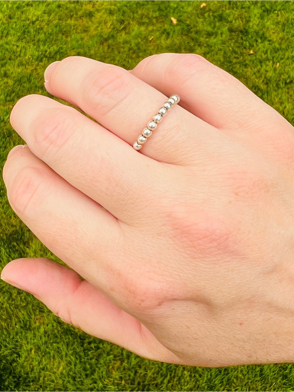 Sterling Silver (925) Beaded Stackable Ring - Approximately Finger Size 7 - Picture 5 of 6